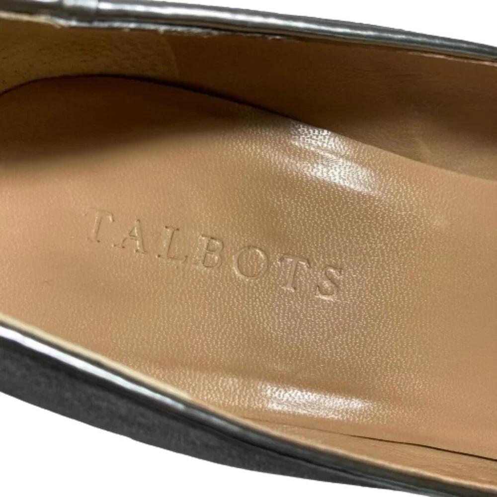 Talbots Metallic Pointed Toe Cap Gray Suede 2